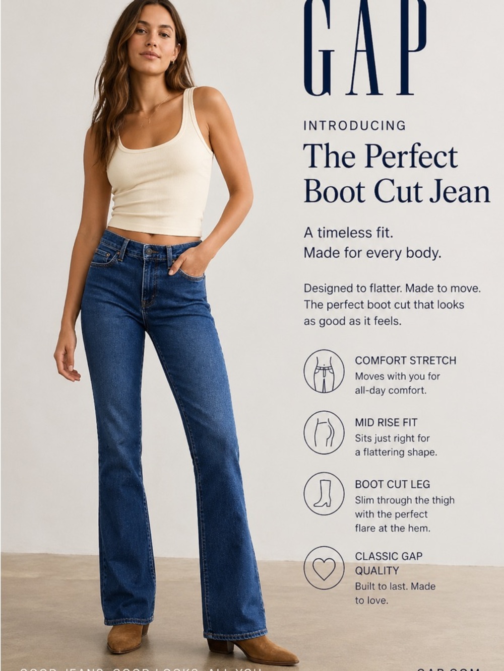 GAP Women's Mid-Rise Boot Cut Jeans in Blue size 30